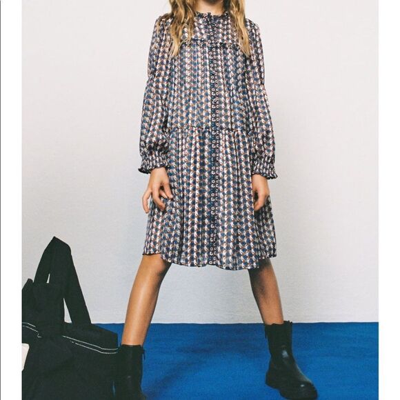 Tie print shirt dress